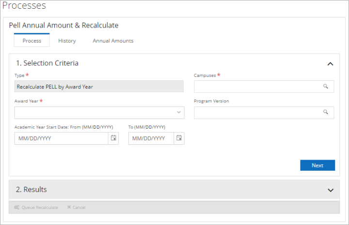 Pell Annual Amount and Recalculate